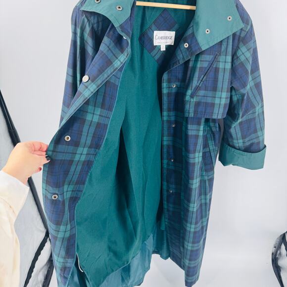 Vintage Cambridge Plaid Trench Coat Size 8 | Ralph Lauren Classic Vibes Preppy - Picture 8 of 13